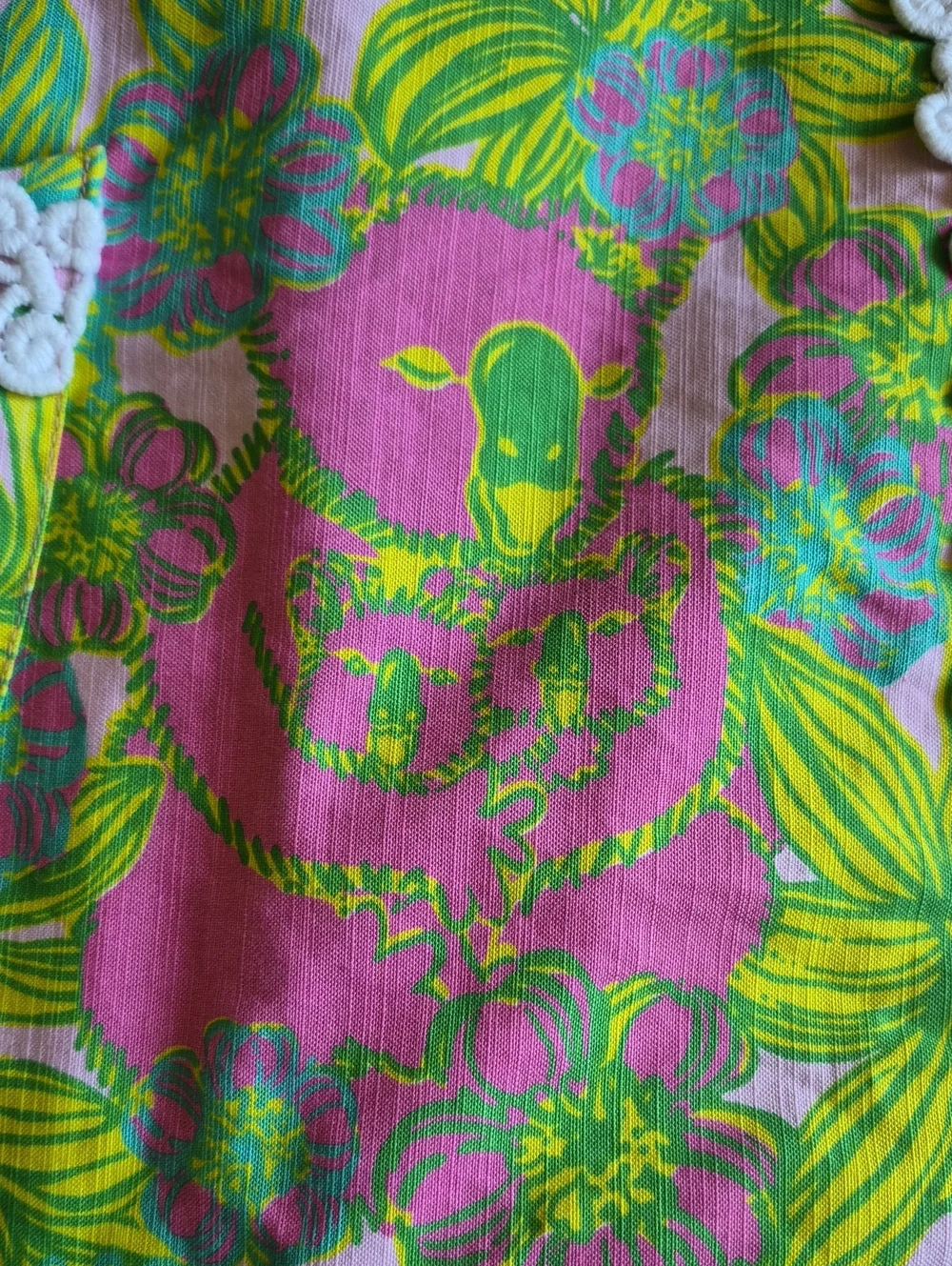 Lilly Pulitzer Originals Koala Print Skirt Size 12 Pink Green Lace Trim